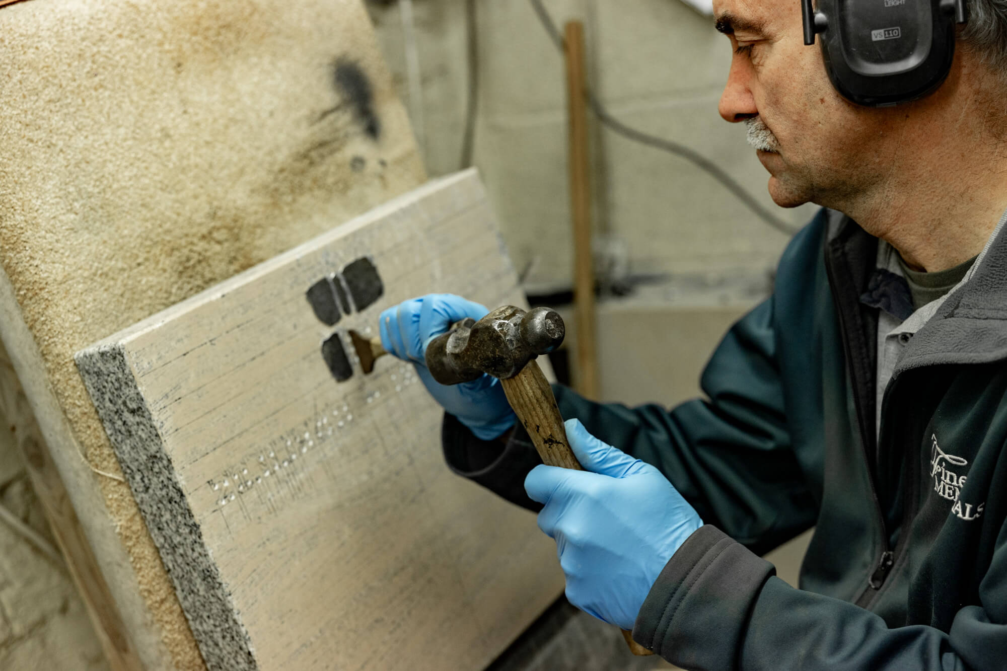 Foreman, Jerry, oversees the work at the Fine Memorials Workshop in Bridgwater.