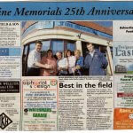 Large article in the Bridgwater Mercury in 2007 celebrating 25 years of Fine Memorials with congratulations from other Bridgwater businesses.