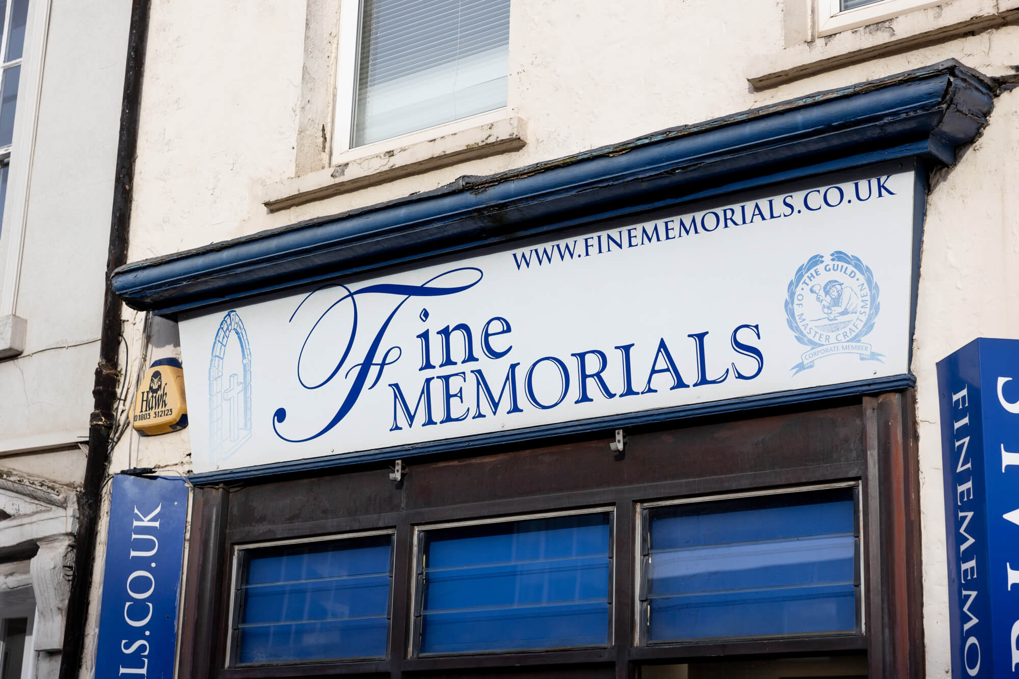 Exeter Fine Memorials Exterior. Memorial stone masons headstones, cremation memorials, showroom interior, 11 heavitree road in December 2024