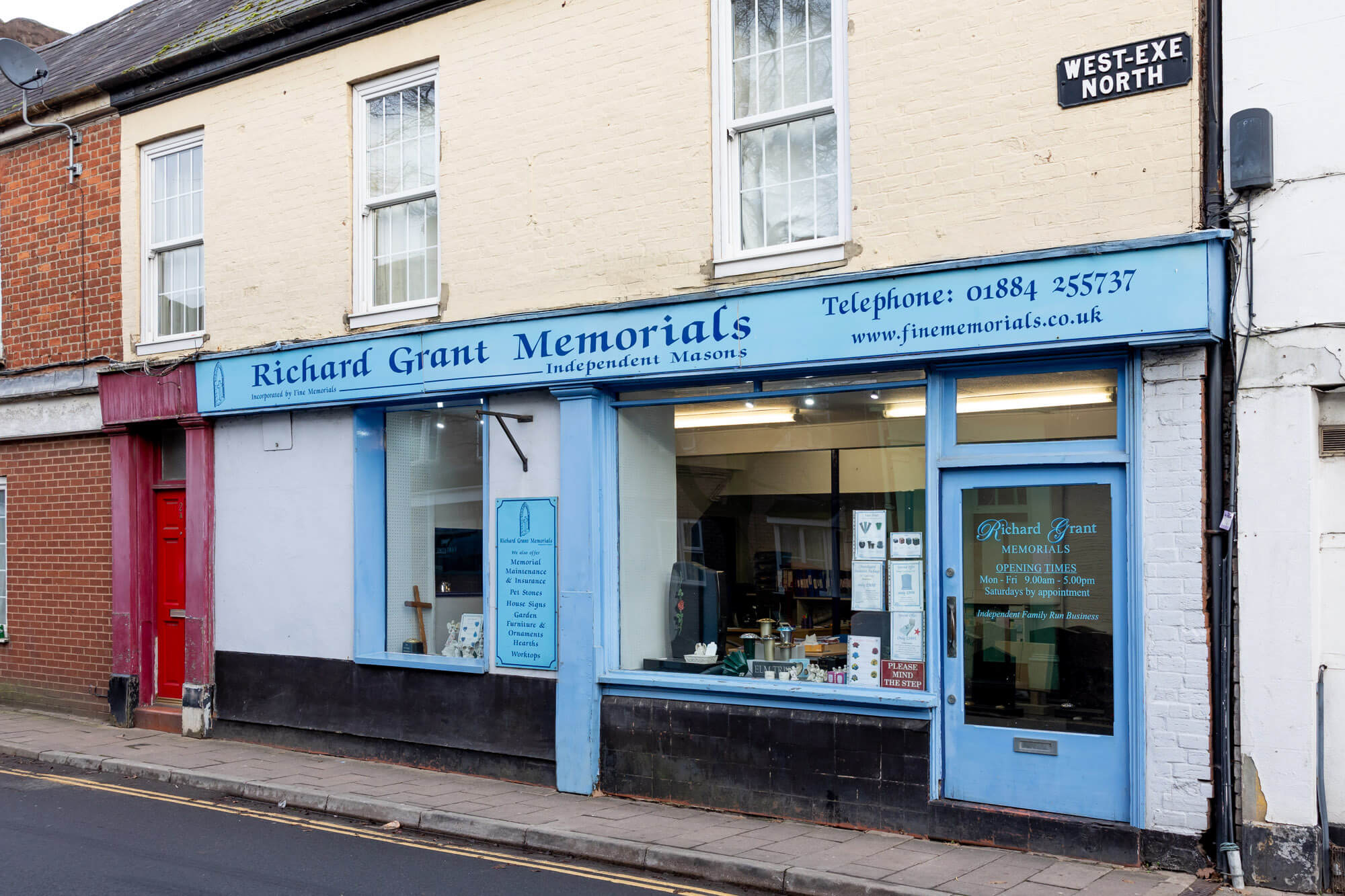Exterior photograph of Fine Memorials in Tiverton, supplier of headstones and gravestones around Tiverton and Mid Devon