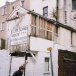 New roof on Fine Memorials Exeter, formally the Exeter Sewing Machine Company around 1996.