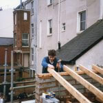 Ian Hale founding Fine Memorials Exeter – hands-on renovation work at Heavitree Road branch, 1996